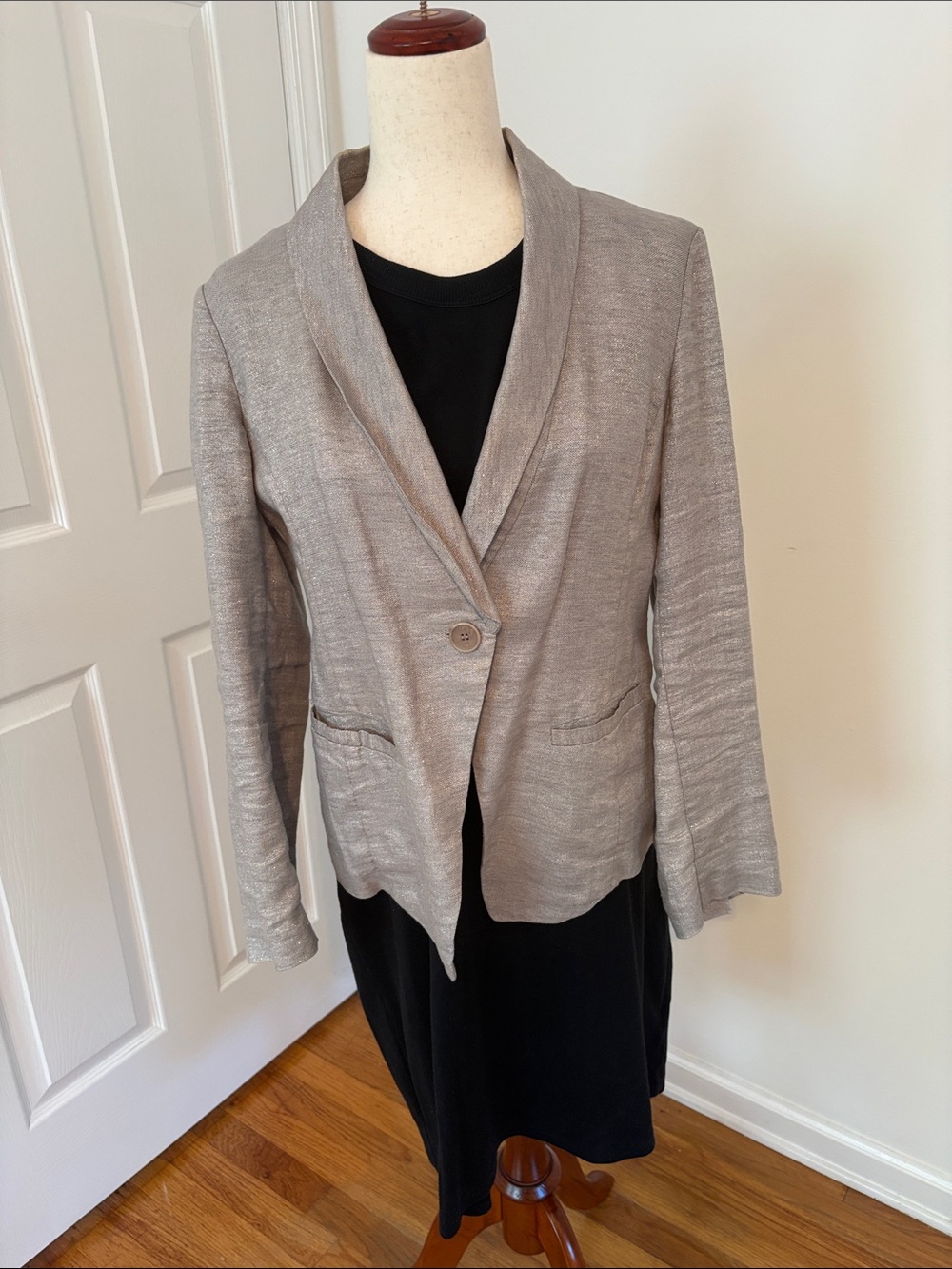 Eileen Fisher Shawl Collar Metallic Jacket